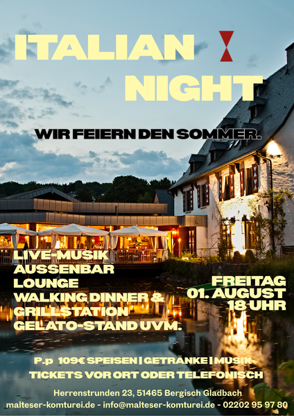 Plakat der Italien Night, wir feiern den Sommer